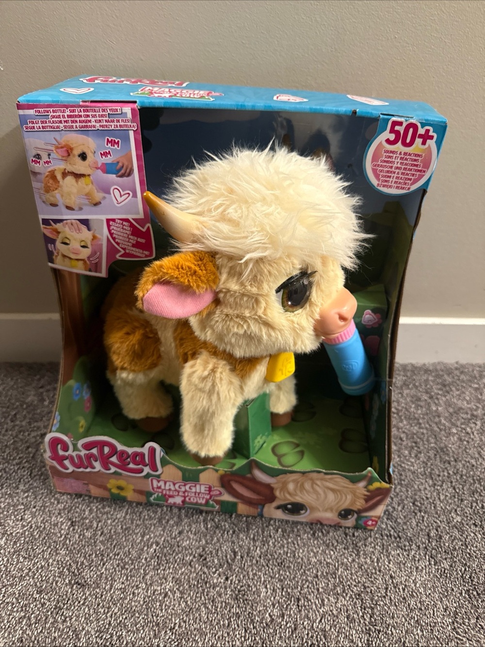 furReal Maggie Feed & Follow Cow 11" Interactive Plush Toy - Brand new